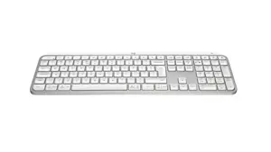 "Logitech MX Keys S", pilno dydžio (100 %), RF belaidis + "Bluetooth", žirklinis klavišų jungiklis, QWERTY, LED, aliuminis, baltas