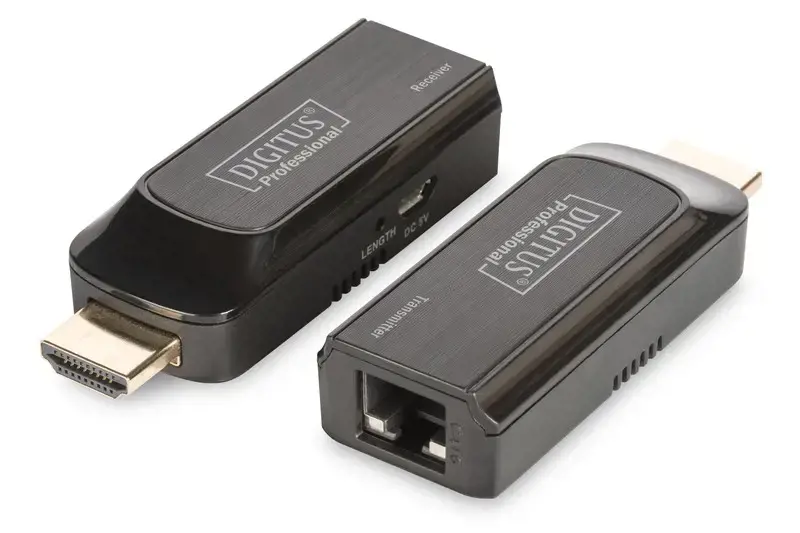 DIGITUS mini HDMI ilgintuvas "Full HD" 50 m "Cat6/6A/7", maitinamas per "Micro USB" kabelį, juodas