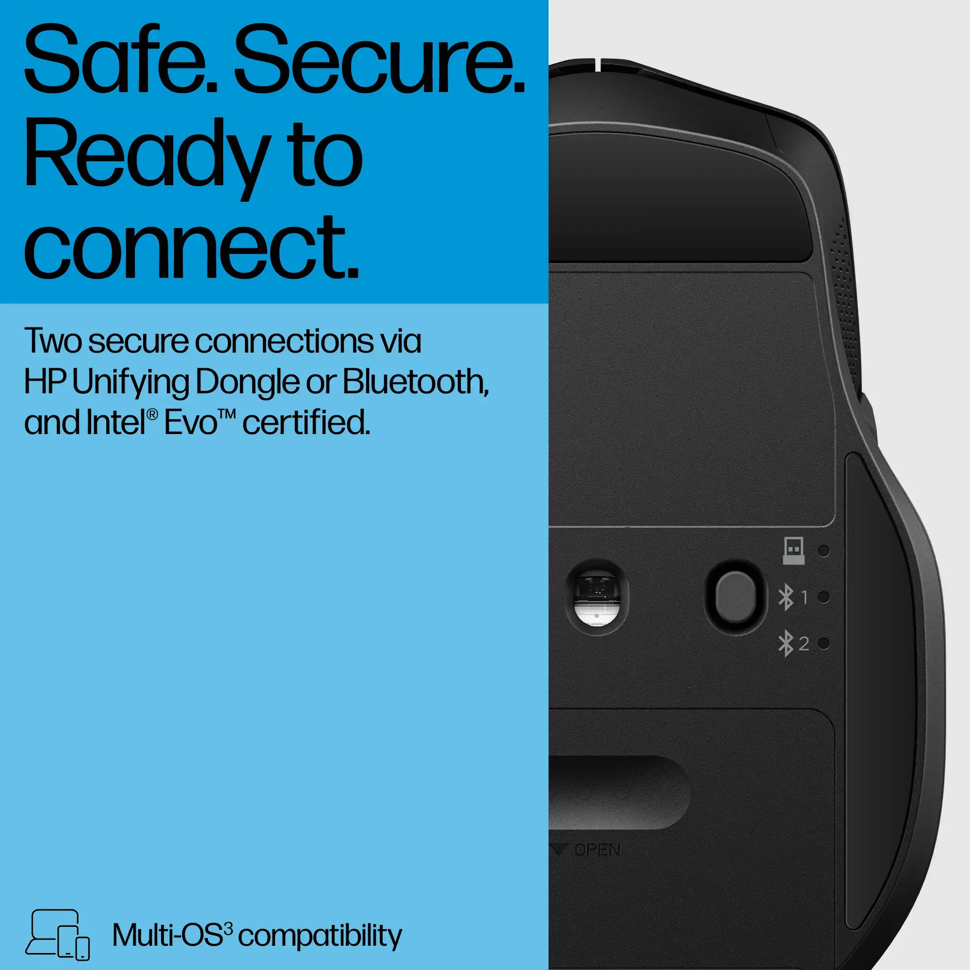HP 685 Comfort Wireless Mouse - Dual-Mode, Programmable, 4-way scrolling, spill resistant – Black