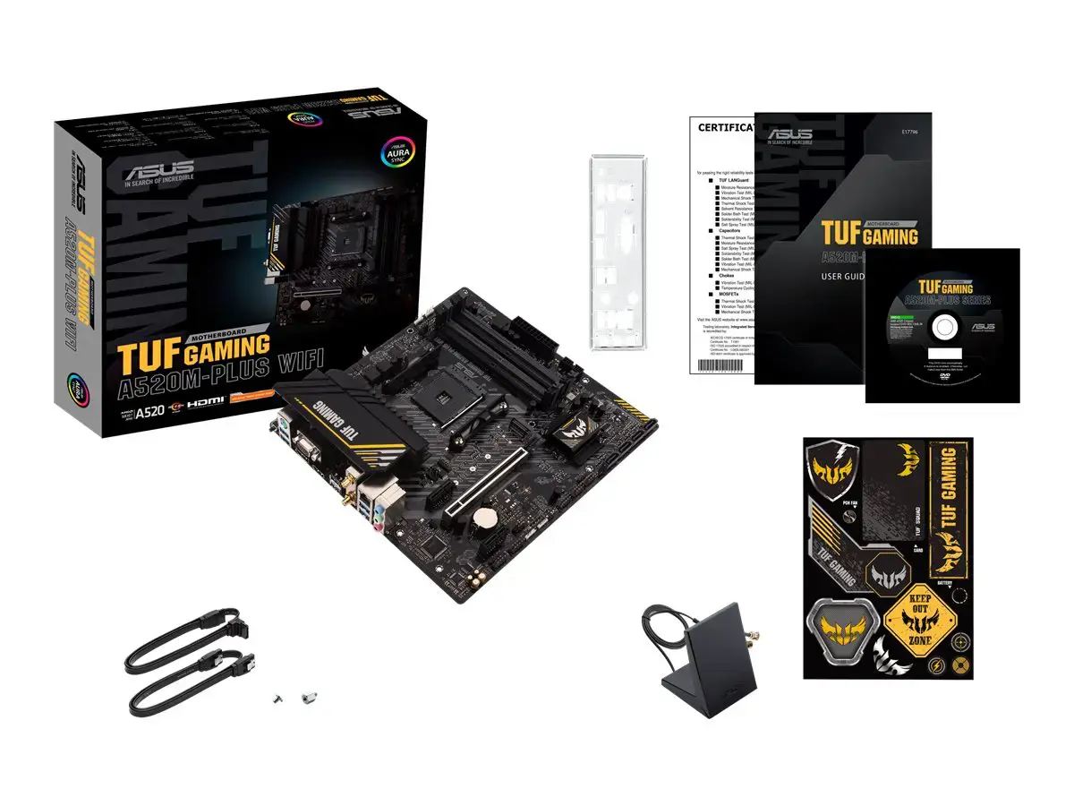 ASUS TUF GAMING A520M-PLUS WIFI, AMD, "Socket AM4", "AMD Ryzen™ 3", "AMD Ryzen™ 5", "AMD Ryzen™ 7", 3 kartos "AMD Ryzen™ 9", 5 kartos "AMD Ryzen 9", "Socket AM4", DDR4-SDRAM, 128 GB