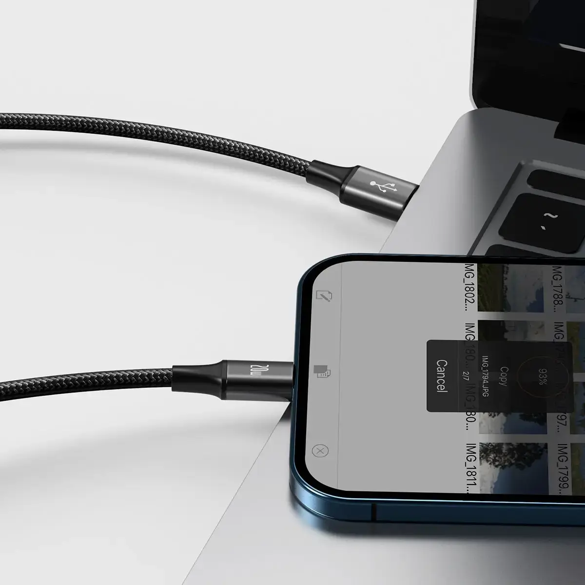 "Baseus Rapid" serijos "3-in-1" USB-C kabelis M+L+T 20W 1,5 m juodas (juodas)