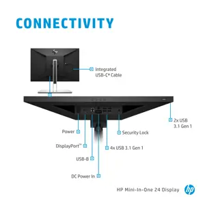Monitorius HP Mini-in-One 24, 60.5 cm (23.8"), 1920 x 1080 pixels, Full HD, LED, 14 ms, Black