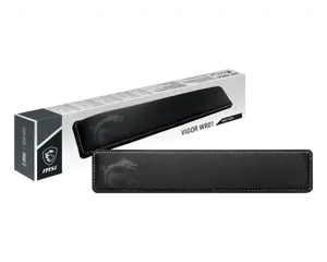 MSI VIGOR WR01 Klaviatūros riešo atrama "Juoda, su ikoniniu drakono dizainu, vėsios atminties putos su gelio įdaru, neslystantis guminis pagrindas, pasvirusi forma, VIGOR serijos klaviatūros priedas, suderinama su dauguma žaidimų klaviatūrų", atminties putos, guma, juoda, 432 x 86 x 25 mm, 300 g, 360 g