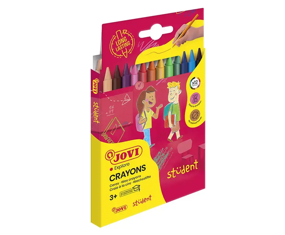 Vaškinės kreidelės JOVI Plasticolor, 12 spalvų