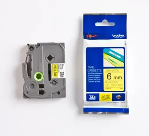Brother Laminated tape 6mm, Black on yellow, TZe, Grey, Thermal transfer, Brother, PT-1280HK, PT-1280SN, PT-1280KT, PT-D200HK, PT-1100SN, PT-1100KT, PT-2100VP, PT-2730, PT-7600,...