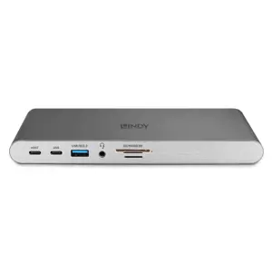 "Lindy DST-Pro 5K", laidinis, USB 3.2 Gen 1 (3.1 Gen 1) Type-C, 100 W, 10,100,1000 Mbit/s, sidabrinis, "MicroSD" (TransFlash), SD