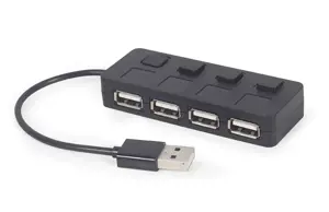 GEMBIRD USB 2.0 4 prievadų šakotuvas su jungikliais, juodas