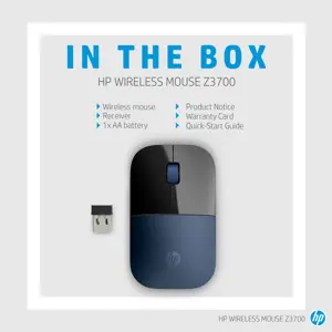HP belaidė pelė Z3700, dvipusė, mėlynas šviesos diodas, RF belaidė, 1200 DPI, juoda, mėlyna