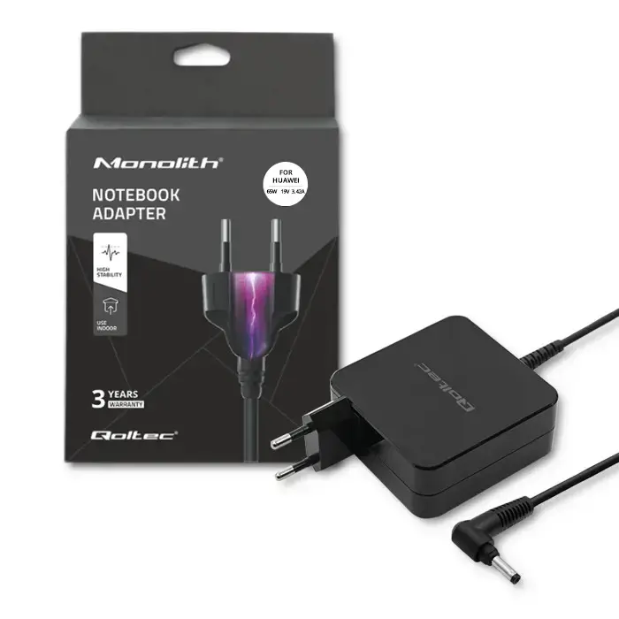 QOLTEC 51751 Nešiojamojo kompiuterio kintamosios srovės maitinimo adapteris Qoltec Huawei 65W 19V 3.42A 4.0 1.7