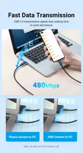 "Vention" USB 2.0 vyriškos ir USB-C moteriškos lyties adapteris Juodas PVC tipas, USB A, USB C, juodas