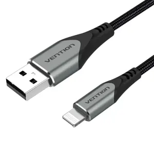Vention LABHF, 1 m, Lightning, USB A, vyriškas, vyriškas, aliuminis, pilkas