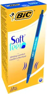 Bic Tušinukas Softfeel Clic 1.0 mm, mėlynas, pakuotėje 12 vnt. 914346