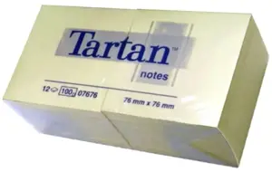 Lipnūs lapeliai TARTAN, 76 x 76 mm, 12 vnt./pak., geltonos sp.