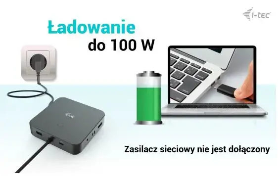 I-TEC USB-C HDMI Dual DP doko stotelė su 100 W maitinimo šaltiniu