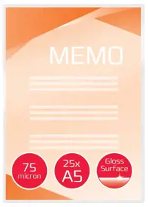 Laminavimo vokeliai GBC  A5, 75 mic, skaidrūs, pak.  (25 vnt.)