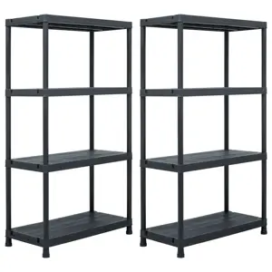 Sandėliavimo lentynos, 2vnt., juodos, 60x30x138cm, plastikas