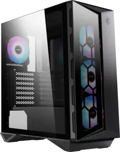 MSI MPG GUNGNIR 110R Vidutinio bokšto žaidimų kompiuterio korpusas, juodas, USB 3.2 Gen2 C tipo, 4x 120 mm ARGB ventiliatorius, "Mystic Light Sync", 1-6 ARGB valdymo plokštė, 2x grūdinto stiklo plokštės, ATX, mATX, mini-ITX, Midi Tower, kompiuteris, juodas, ATX, micro ATX, mini-ITX, metalas, plastikas, SPCC, grūdintas stiklas, žaidimų