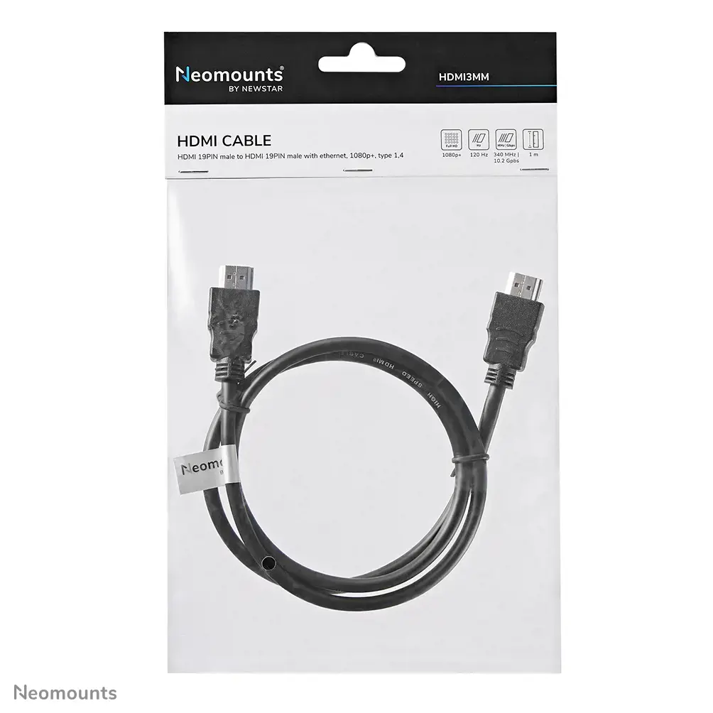 "Neomounts by Newstar" HDMI kabelis, 1 m, A tipo HDMI (standartinis), A tipo HDMI (standartinis), 10,2 Gb/s, juodas