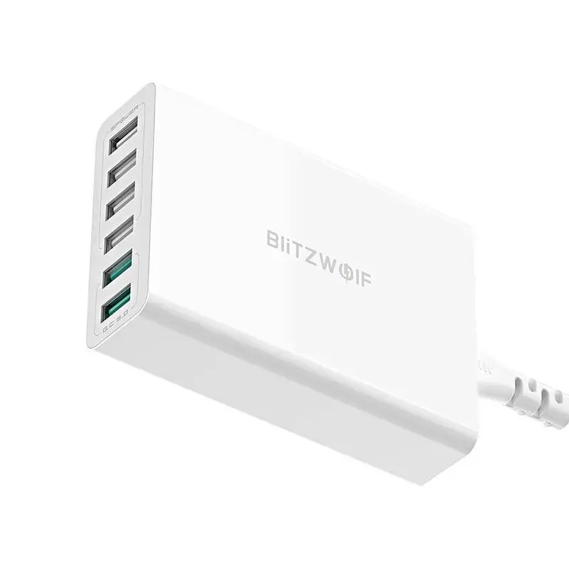 BlitzWolf BW-S15 kelioninis įkroviklis 6 x USB / 60W / 4.8A / Quick Charge 3.0 baltas