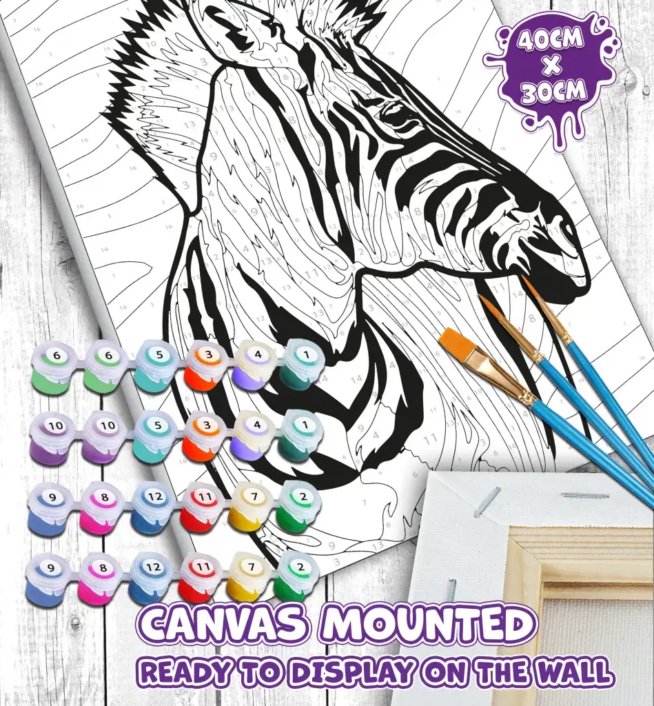 Splat Planet tapyba pagal skaičius, ZEBRAS 30x40 cm