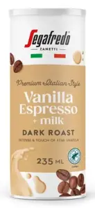 Šaltos kavos gėrimas SEGAFREDO Vanilla Espresso + pienas, 235 ml