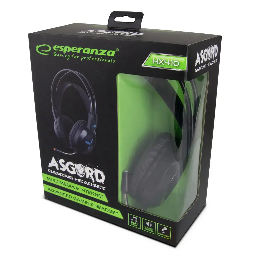 "ESPERANZA" STEREO ŽAIDIMŲ AUSINĖS SU MIKROFONU "ASGARD