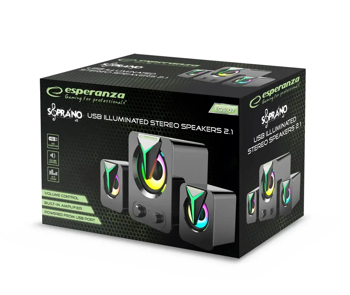 ESPERANZA 2.1 USB LED VAIVORYKŠTĖS SOPRANO GARSIAKALBIAI EGS107