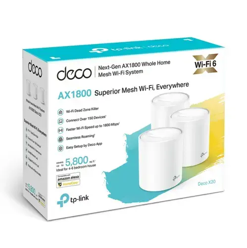 "TP-Link AX1800 Whole Home Mesh Wi-Fi 6 System", balta, vidinė, tinklinė sistema, maitinimas, visakryptė, 540 m²