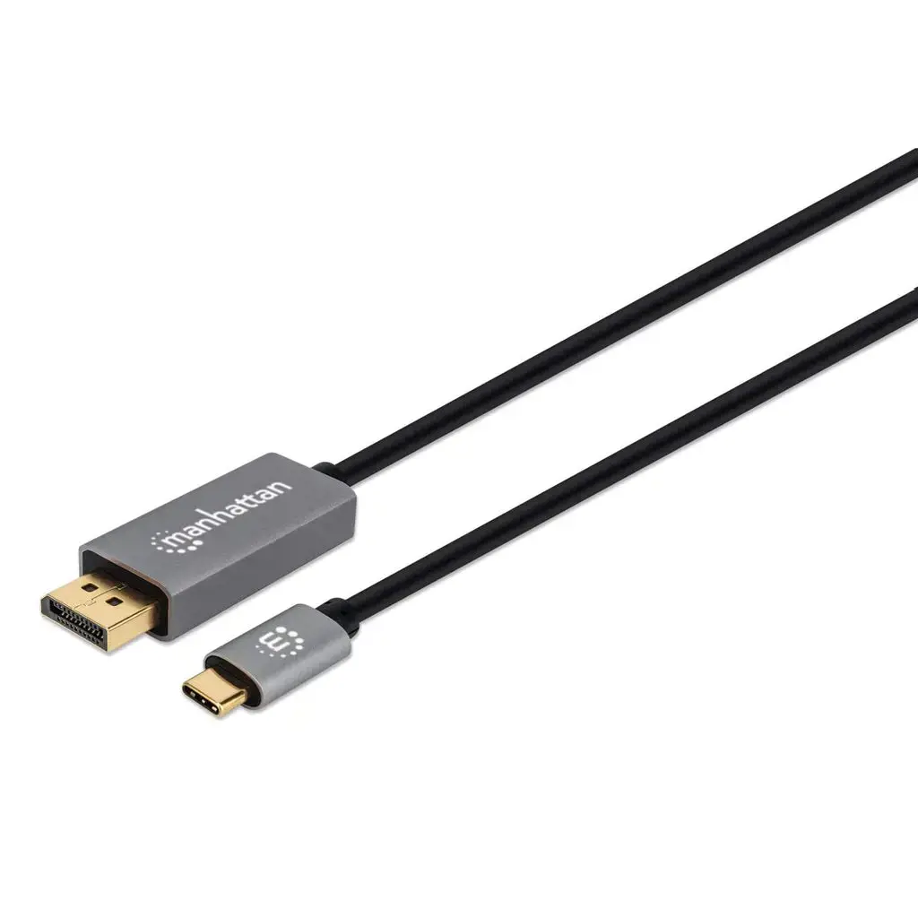 Manhattan USB-C to DisplayPort 1.4 Cable, 8K@60Hz, 2m, Male to Male, Black, Equivalent to CDP2DP146B (except 20cm longer), Three Year Warranty, Polybag, 2 m, USB Type-C, DisplayPort, Male, Male, Straight