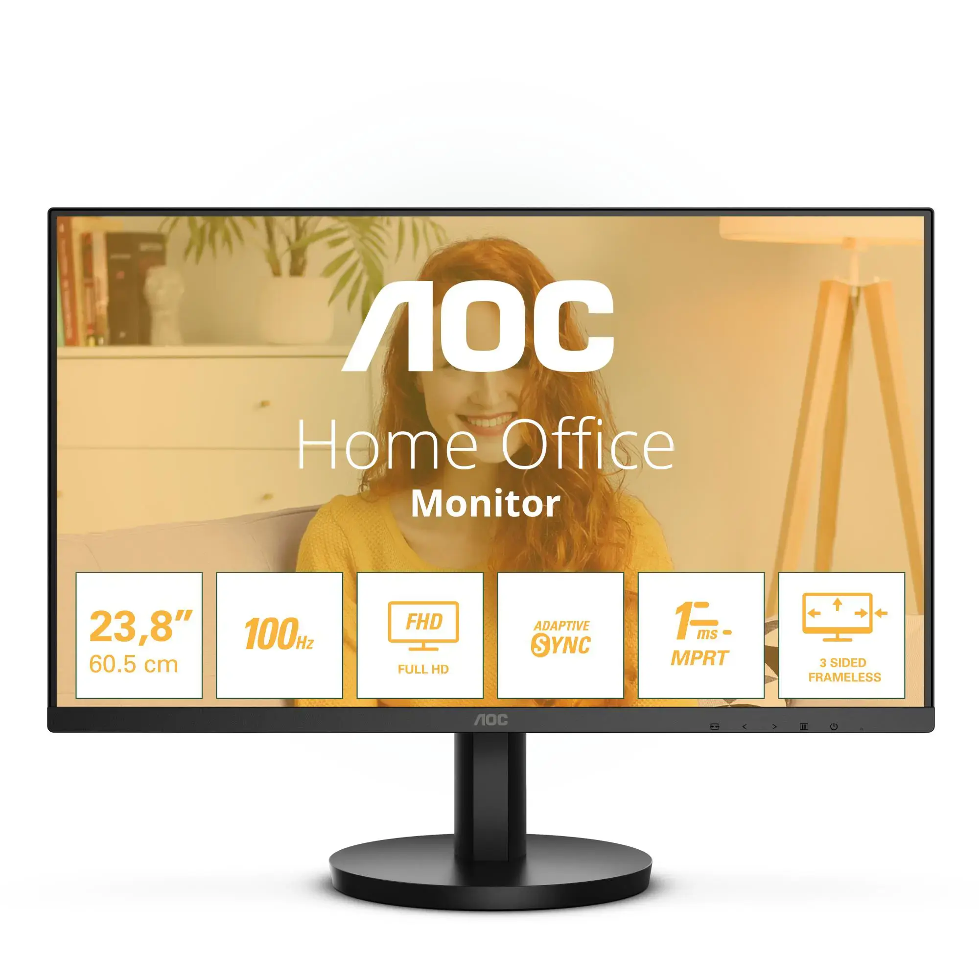 LCD Monitor AOC 24" Panel VA 1920x1080 16:9 100 Hz Matte 1 ms Speakers Tilt Colour Black 24B3HMA2