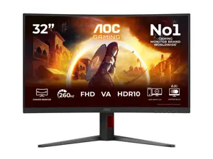 AOC C32G4Z | 32 " | VA | FHD | 16:9 | 240 Hz | 0.3 ms | 1920 x 1080 pixels | 300 cd/m² | HDMI ports quantity 1 | Black