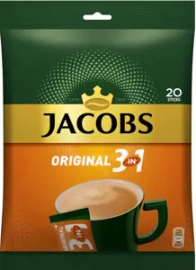 Tirpiosios kavos gėrimas JACOBS 3 in 1, maišelis, 20 x 15,2 g