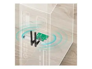 TP-LINK 300MBit/s WLAN-N PCI Express adapteris Atheros-Chipsatz 2T2R 2,4 GHz 802.11b/g/n 2 nuimamos antenos