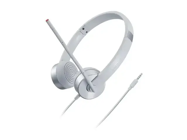 "Lenovo 100" stereofoninės analoginės ausinės, biuro / skambučių centras, ausinės, sidabrinės