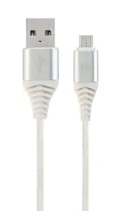 GEMBIRD CC-USB2B-AMmBM-2M-BW2 "Gembird Premium" medvilninis pintas "Micro-USB" įkrovimo ir duomenų …