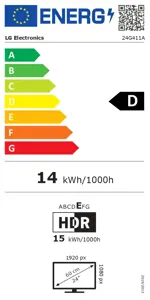 LG | 24G411A-B | 24 " | IPS | FHD | 16:9 | 120 Hz | 5 ms | 1920 x 1080 pixels | 250 cd/m² | Black