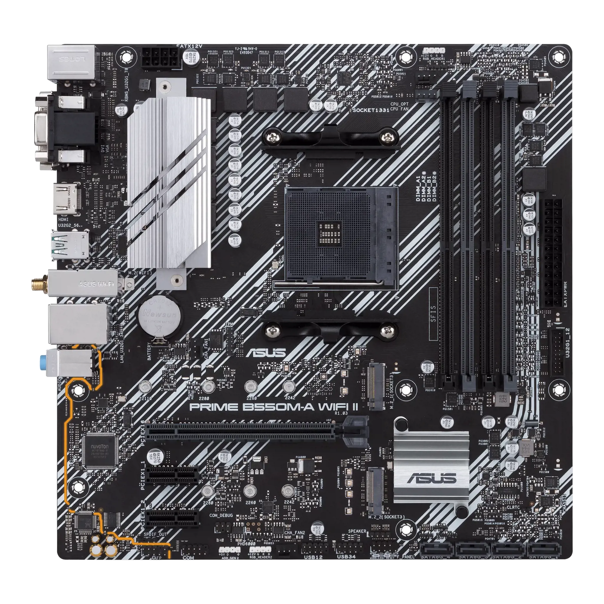 ASUS PRIME B550M-A WIFI II, AMD, Socket AM4, AMD Ryzen™ 3, AMD Ryzen™ 5, AMD Ryzen™ 7, 3 kartos AMD Ryzen™ 9, AMD Ryzen 9 5th Gen, Socket AM4, DDR4-SDRAM, 128 GB