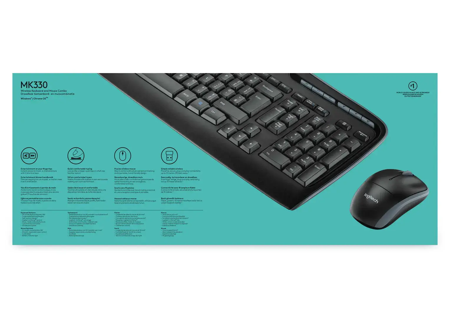 LOGITECH belaidis kombainas MK330 - JAV tarptautinis - 2,4 GHz - NSEA - CR