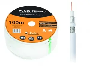 Libox Kabel koncentryczny PCC80 100 m koaksialinis kabelis RG-6/U, baltas