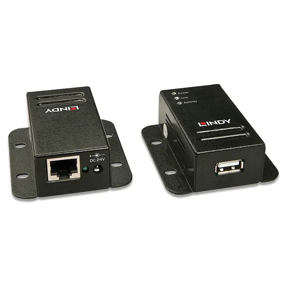 "Lindy" USB 2.0 Cat.5 ilgintuvas 50 m, maitinimas per RJ45, tinklo siųstuvas ir imtuvas, 50 m, 480 Mbps, Cat5, Cat5e, Cat6, NS1021, juodas