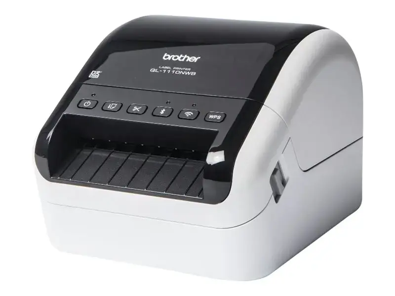 Brother QL-1110NWB, DK, tiesioginio terminio spausdinimo, 300 x 300 DPI, 110 mm/s, laidinis ir belaidis, juodas, baltas