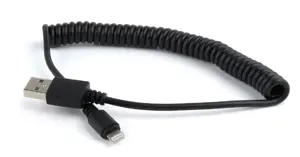 Gembird Spiral Cable USB Male - Apple Lightning Male 1.5m Black
