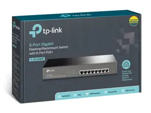 TP-Link TL-SG1008MP, nevaldomas, Gigabit Ethernet (10/100/1000), maitinimas per Ethernet (PoE), montuojamas į stovą, 1U