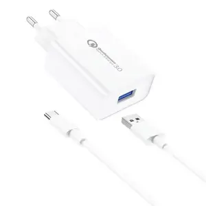 "Foneng EU13" tinklo įkroviklis + USB į USB-C kabelis, 3A (baltas)