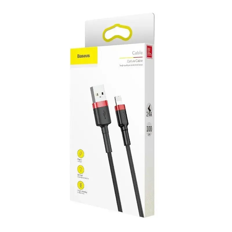 Baseus CALKLF-A19 USB Lightning kabelis 2.4A | 0.5m raudonas+juodas