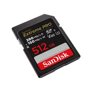 SanDisk Extreme PRO 512GB V60 UHS-II SD cards, 280/150MB/s,V60,C10,UHS-II, EAN: 619659202156