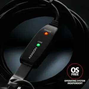 "Axagon Active" USB 3.2 Gen 1 A-M > A-F ilgintuvas, 5 m ilgio. Maitinimo šaltinio parinktis.