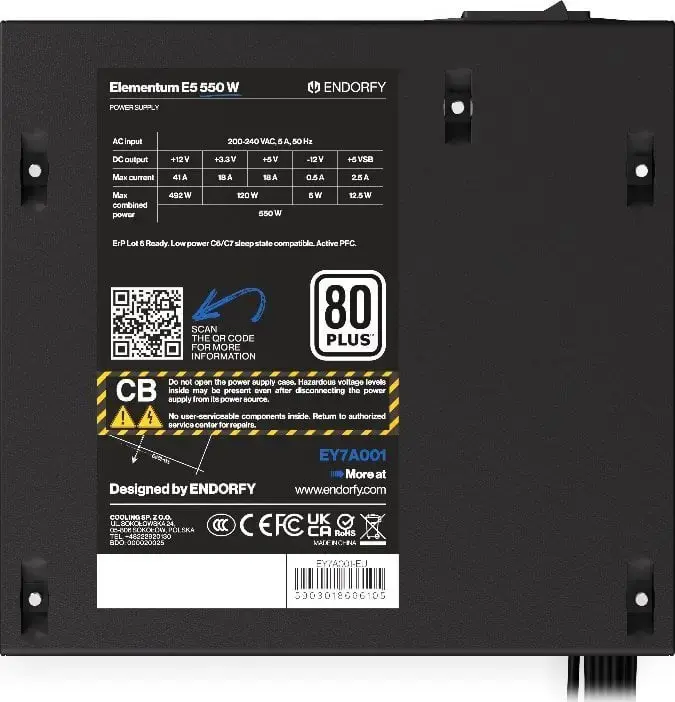 Maitinimo blokas ENDORFY Elementum E5 550 W, 550 W, 80 PLUS