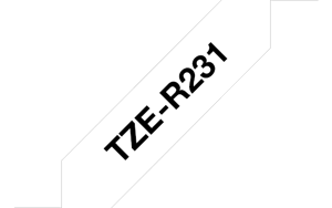 Brother TZE-R231, juoda ant balto, TZe, juoda, terminis perkėlimas, Brother, PT-1000 GL-100 GL-200 PT-1000L PT-1005 PT-1010 PT-1010L PT-1080 PT-1090 PT-1290 PT-1280VP PT-1750...