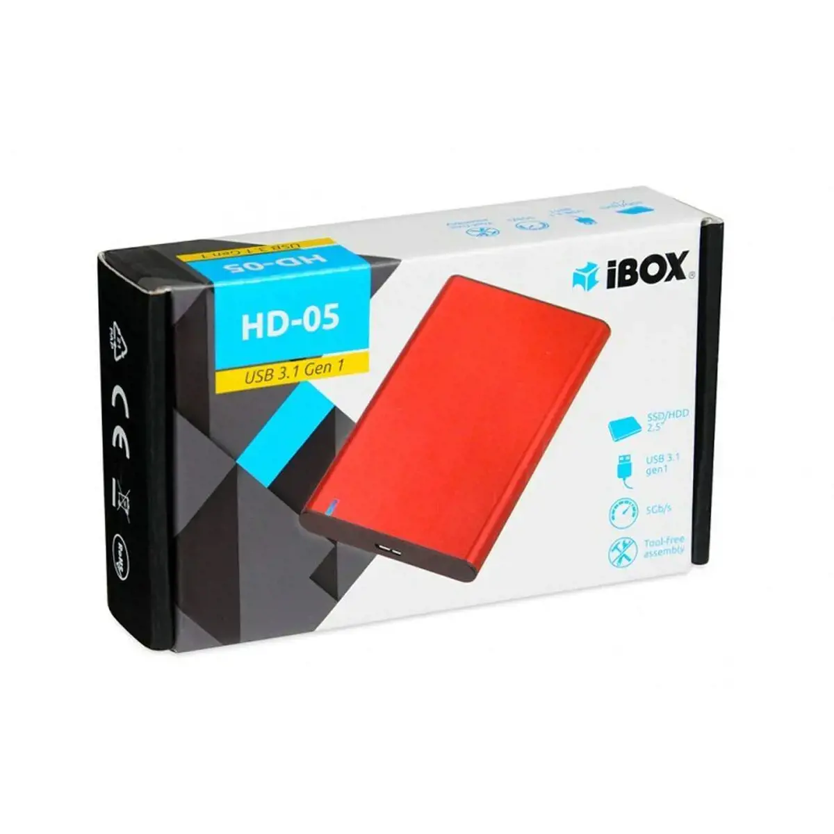 IBOX HD-05 korpusas kietajam 2,5 colio USB 3.1 Gen.1 raudonos spalvos kietajam diskui